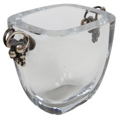 Einar Dragsted & Strömbergshyttan Swedish Grace Crystal Vase with Sterling Grape