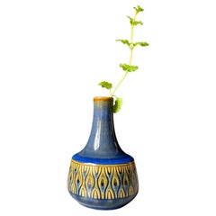 Vase bleu texturé et caramel Einar Johansen, années 1960