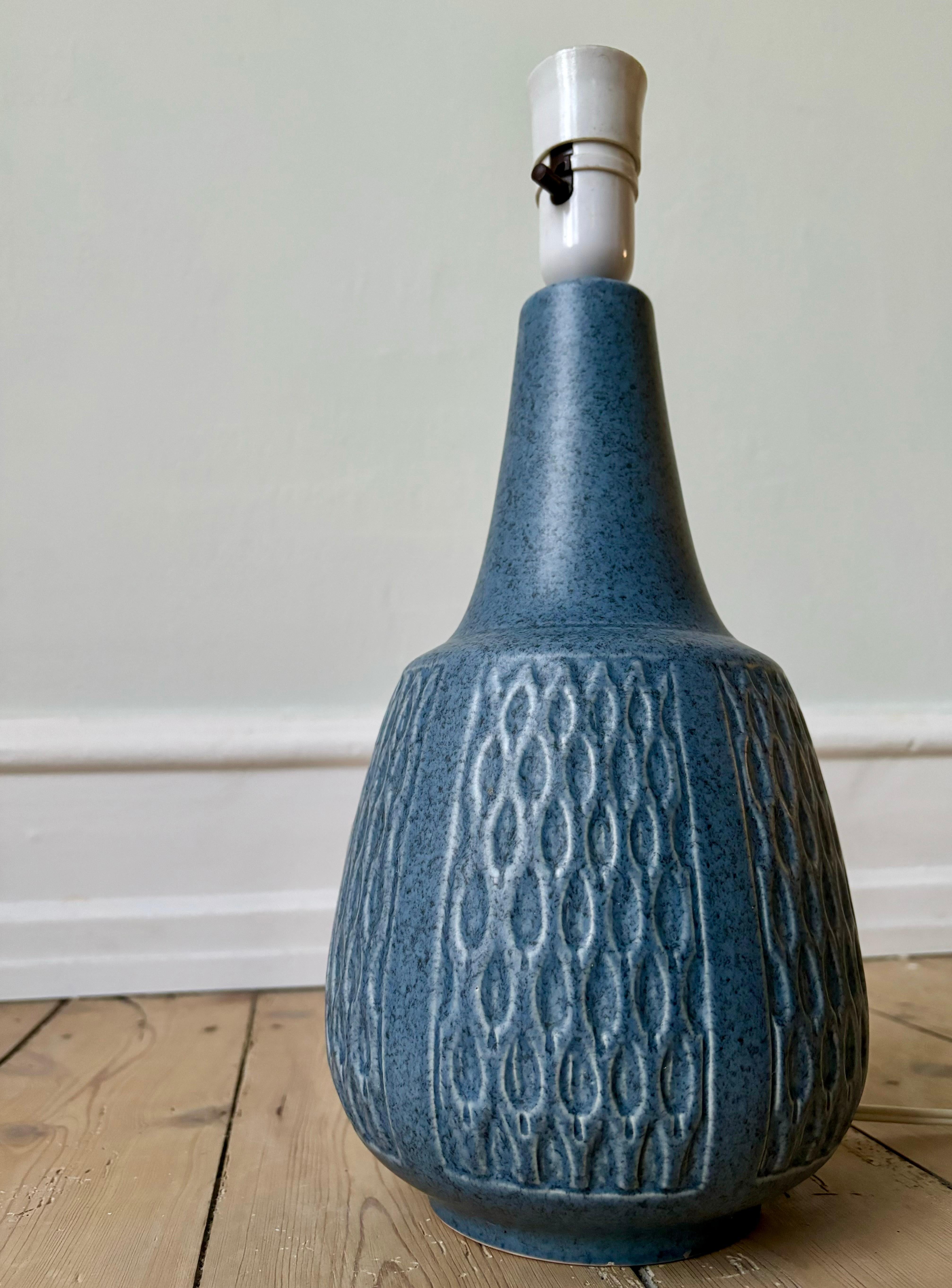 Danish Einar Johansen Dusty Blue Ceramic Table Lamp, 1960s For Sale
