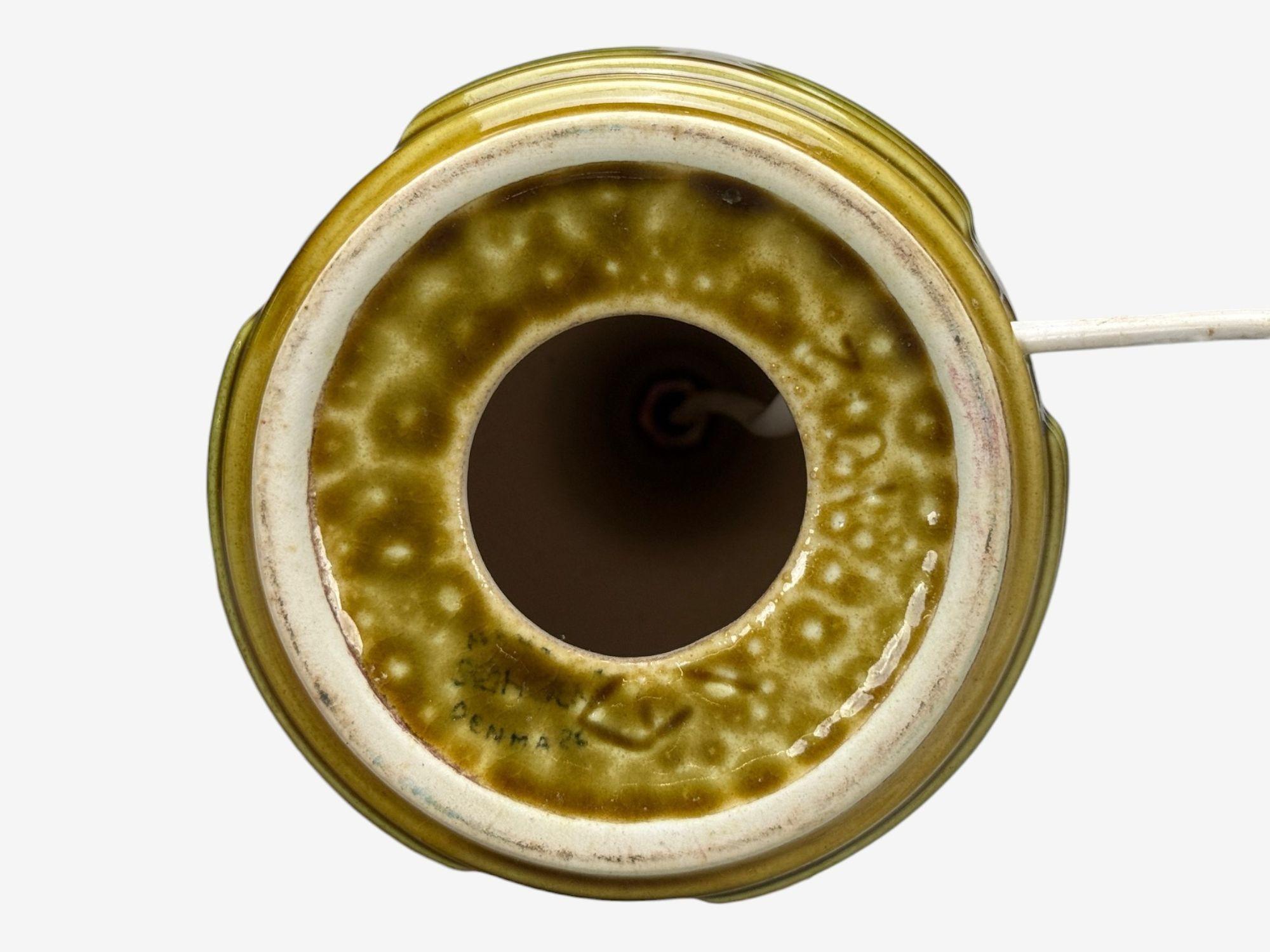 Einar Johansen, Danés Moderno, Gres Verde, Lámpara de Sobremesa, Dinamarca, Años 70 en venta 1