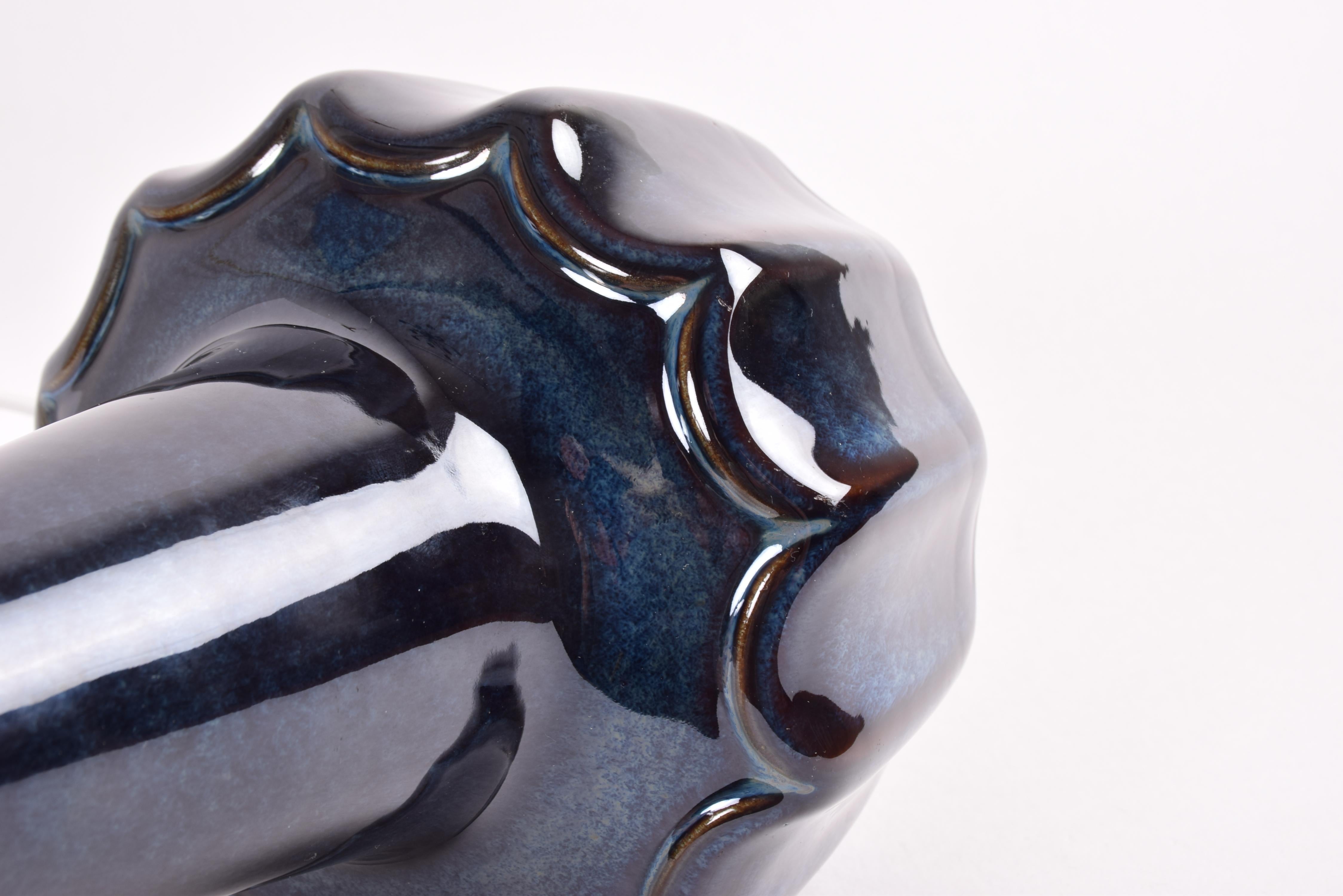 Ceramic Einar Johansen for Søholm Sculptural Table Lamp Blue Star Shaped, Danish 1960s For Sale