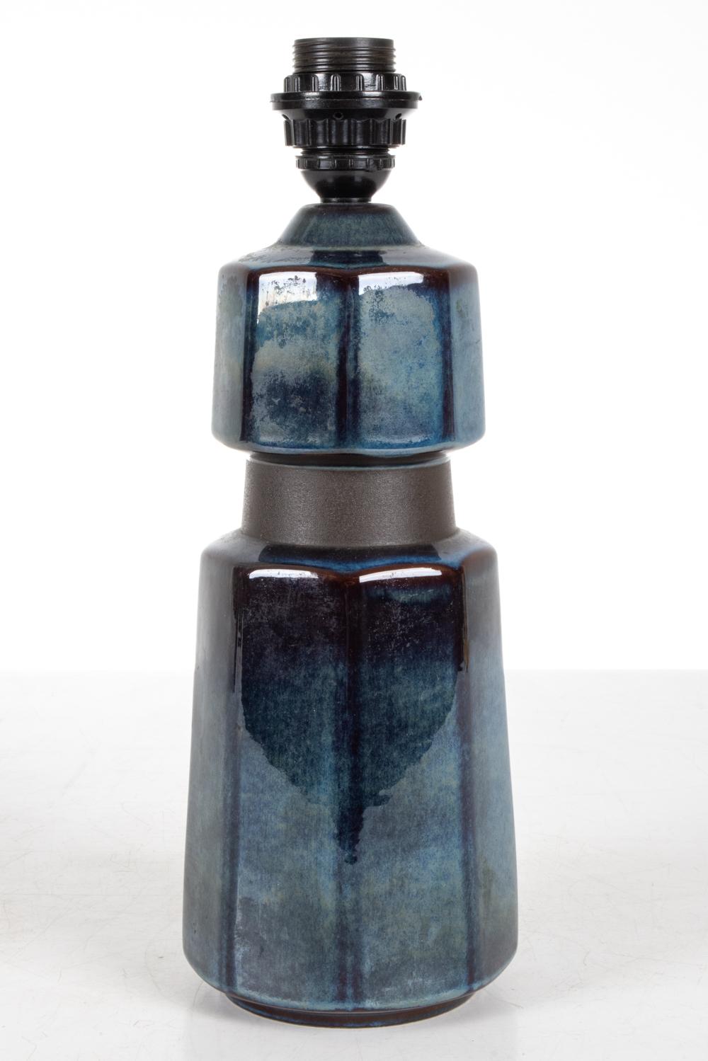 Scandinavian Modern Einar Johansen for Soholm Sculptural Blue Ceramic Table Lamp For Sale