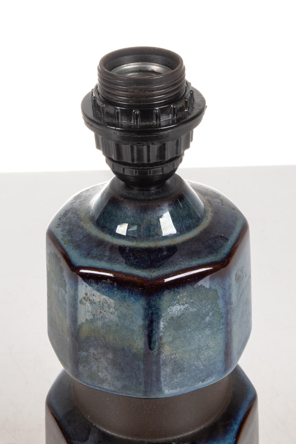 Danish Einar Johansen for Soholm Sculptural Blue Ceramic Table Lamp For Sale