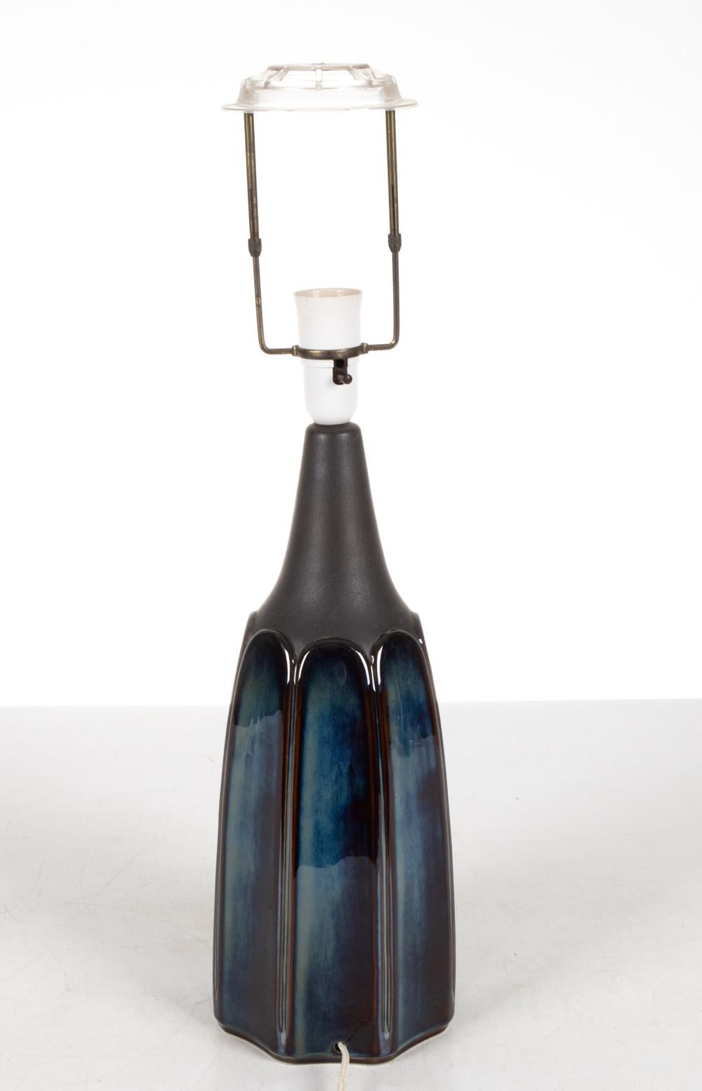 20th Century Einar Johansen for Soholm Sculptural Blue Ceramic Table Lamp For Sale