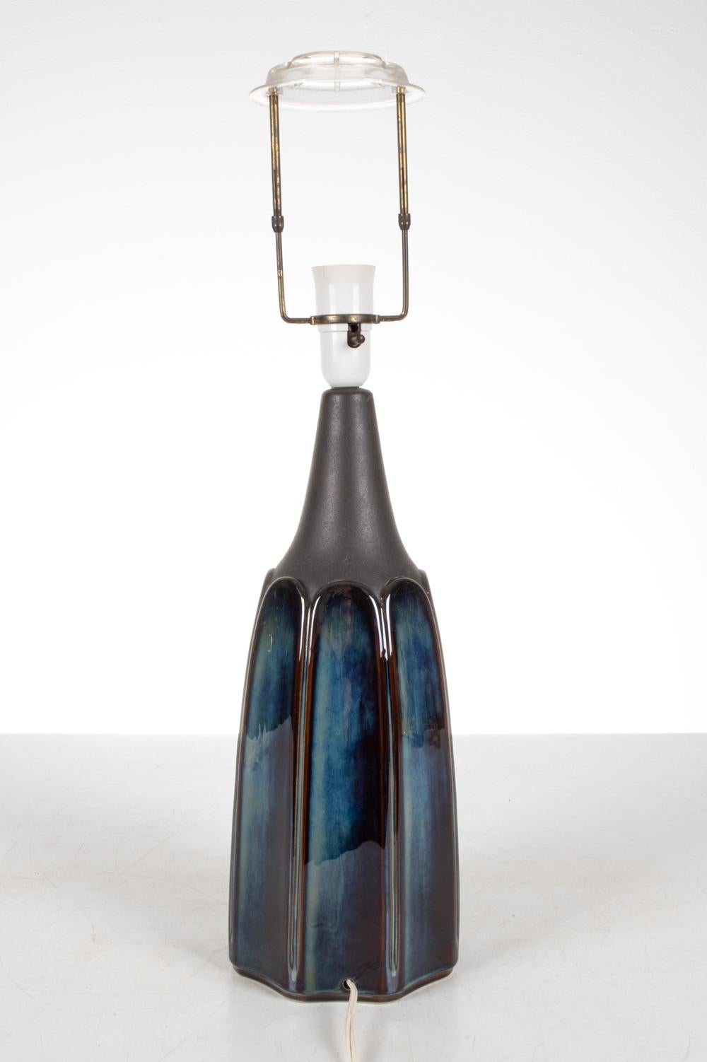 Einar Johansen for Soholm Sculptural Blue Ceramic Table Lamp For Sale 1