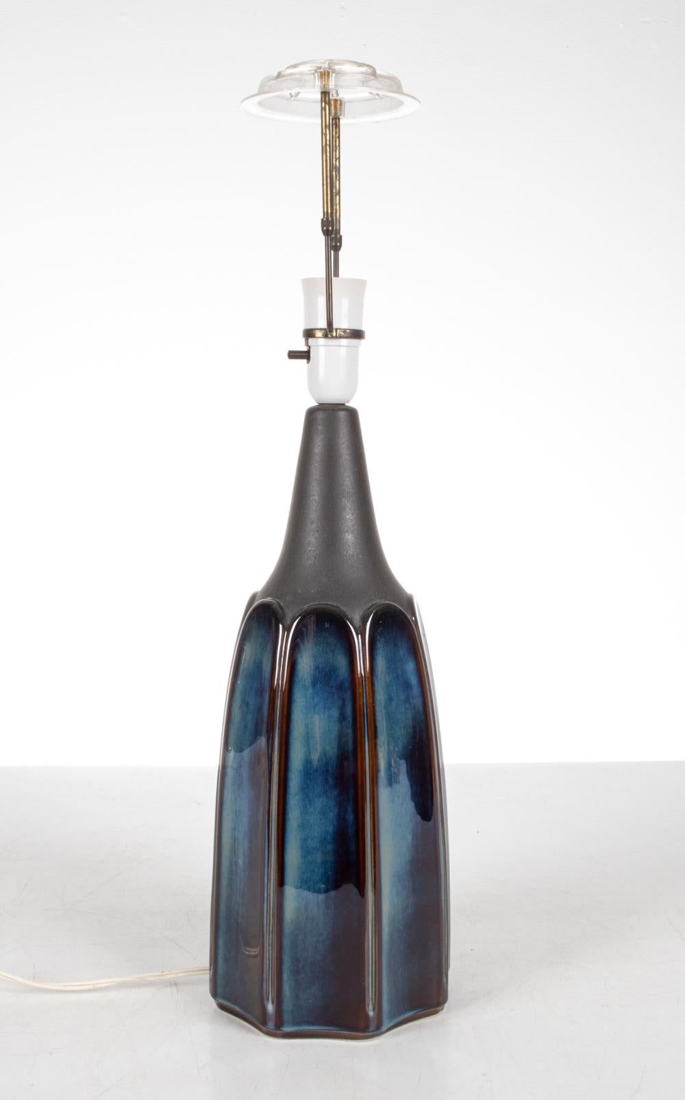 Einar Johansen for Soholm Sculptural Blue Ceramic Table Lamp For Sale 3