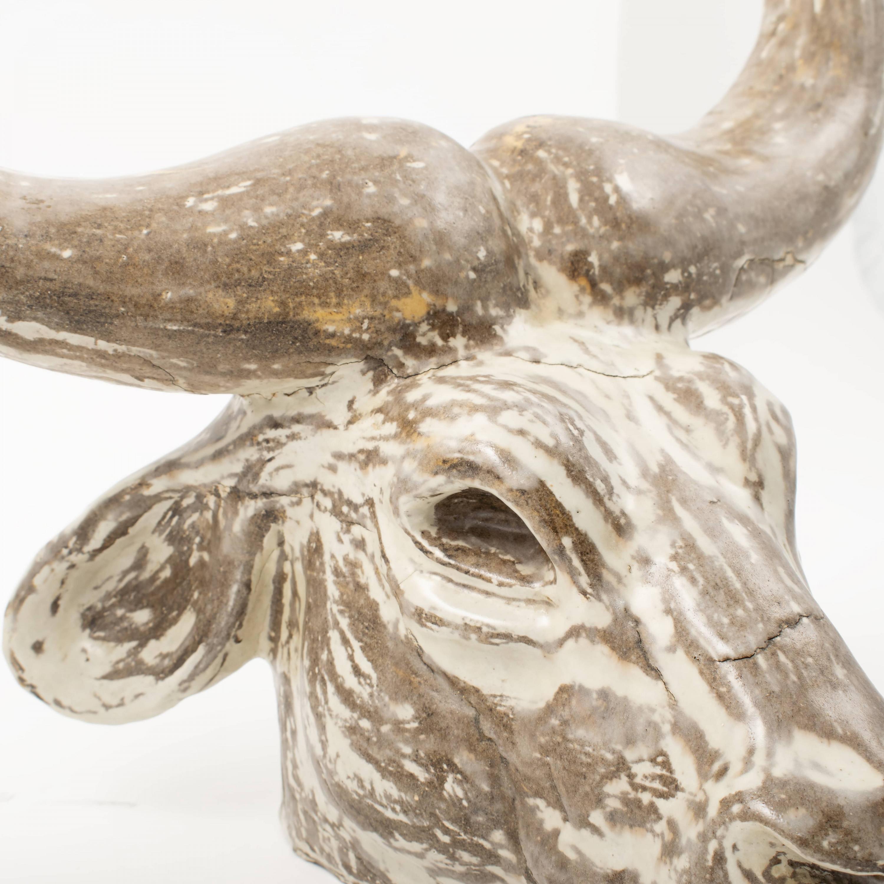 Danish Einar Johansen Rare Stoneware Watussi Ox Head For Sale