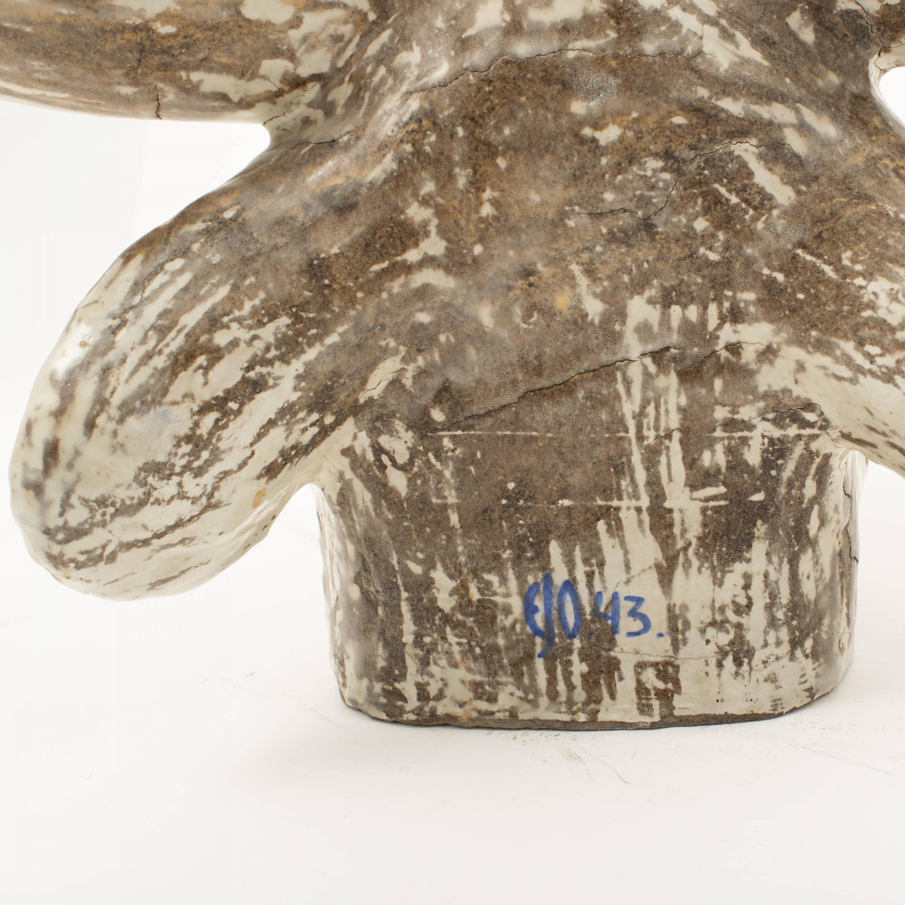 20th Century Einar Johansen Rare Stoneware Watussi Ox Head For Sale