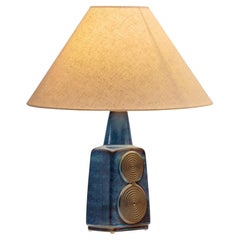 Einar Johansen Rectangular Blue Stoneware Table Lamp for Søholm, Denmark 1960s