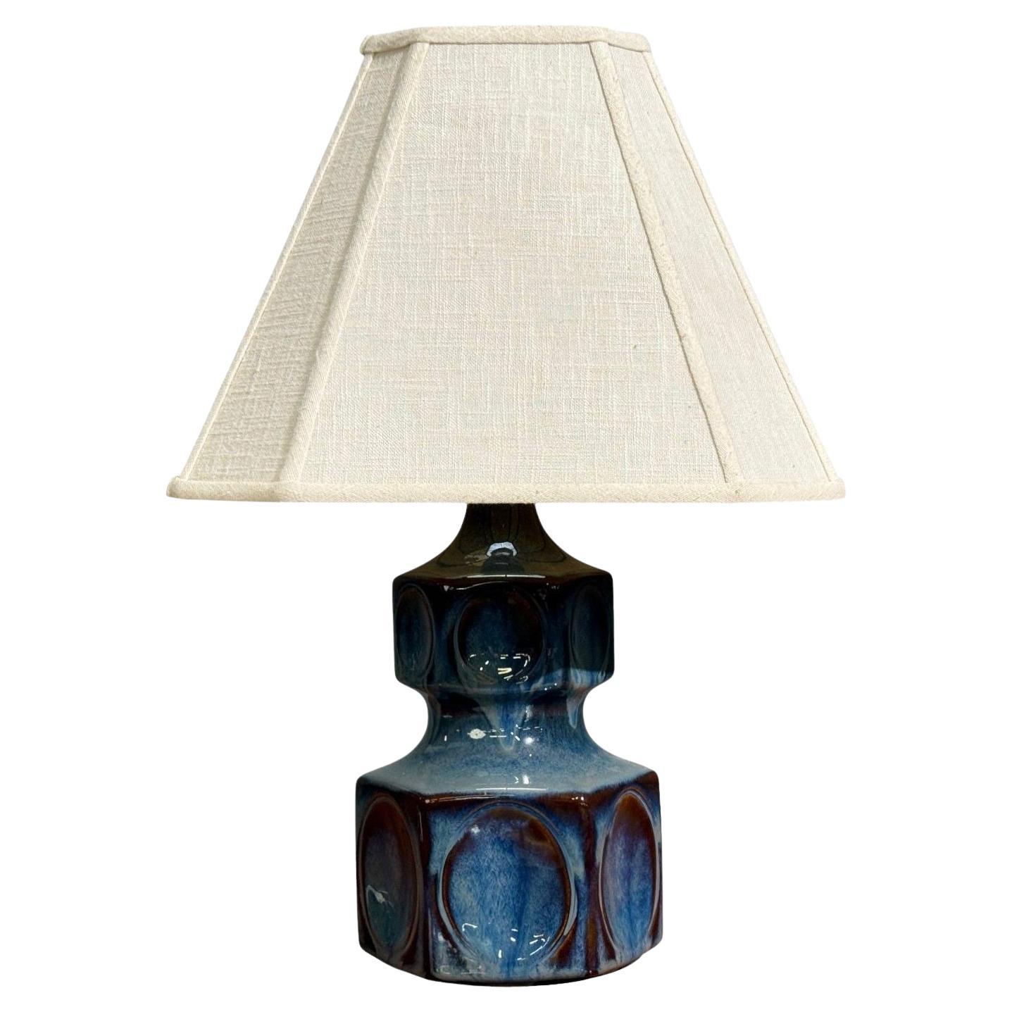 Einar Johansen, Table Lamp, Blue Glazed Ceramic, Denmark, 1960s im Angebot