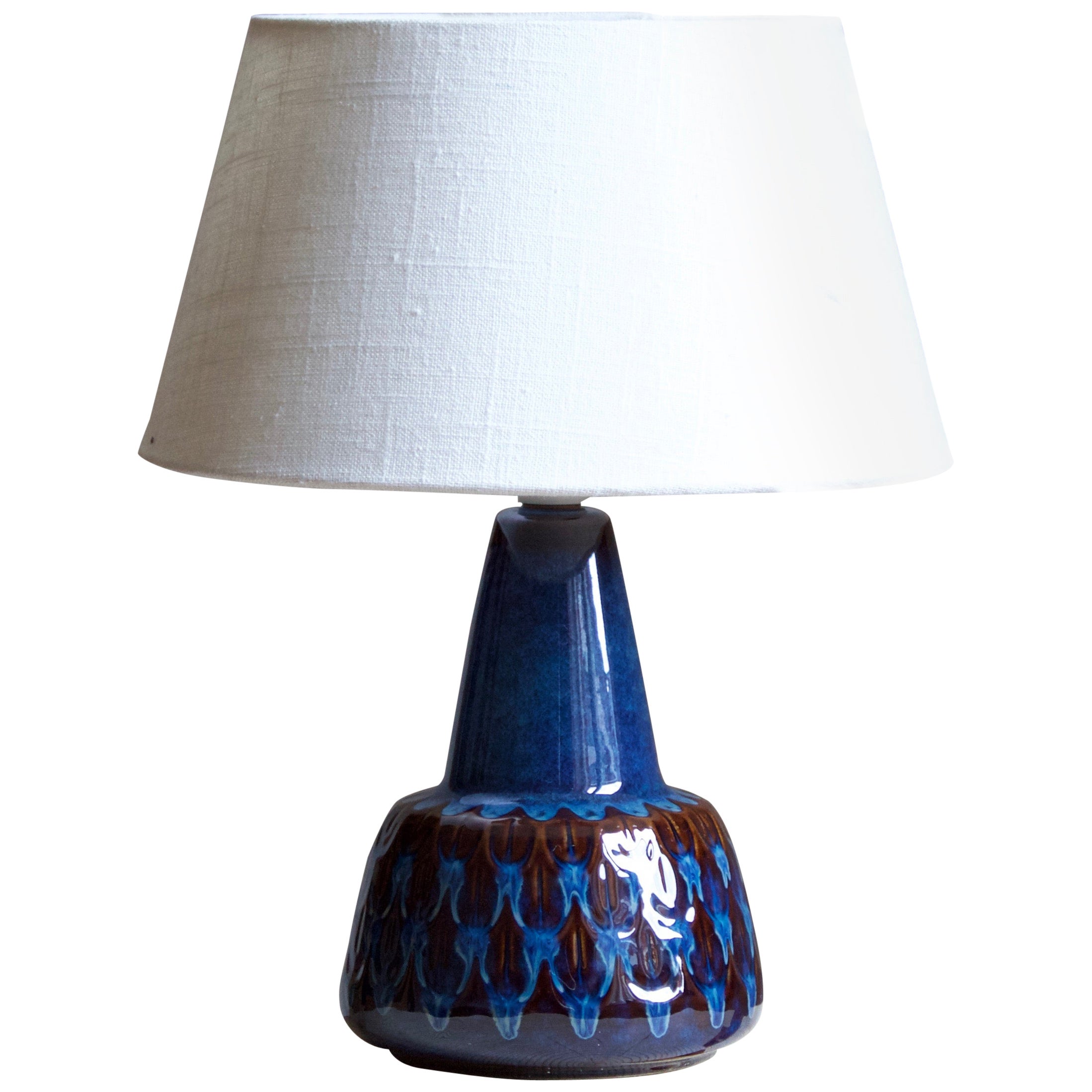 Einar Johansen, Table Lamp, Glazed Incised Stoneware, S�øholm, Denmark, 1960s