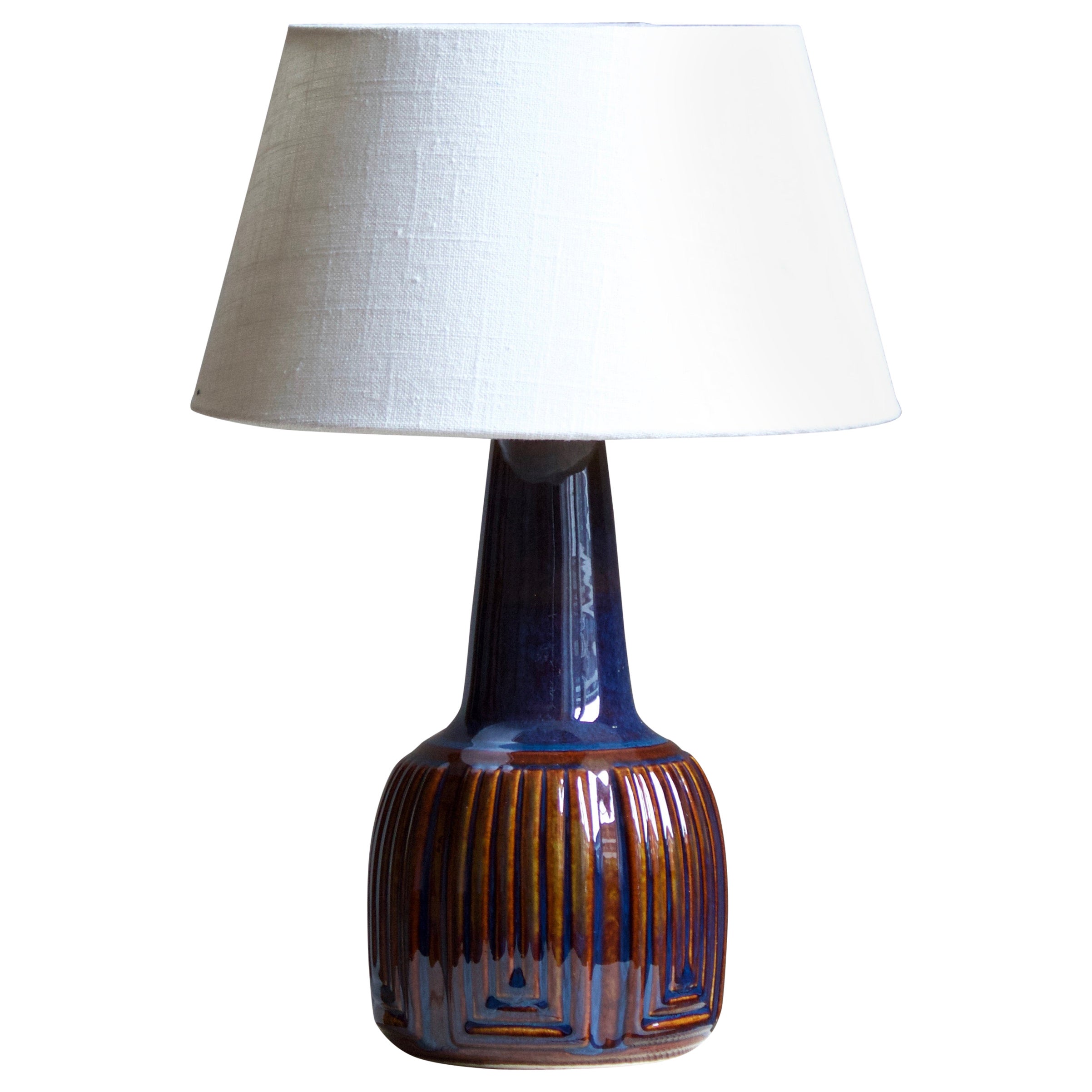 Einar Johansen, Table Lamp, Glazed Incised Stoneware, Søholm, Denmark, 1960s
