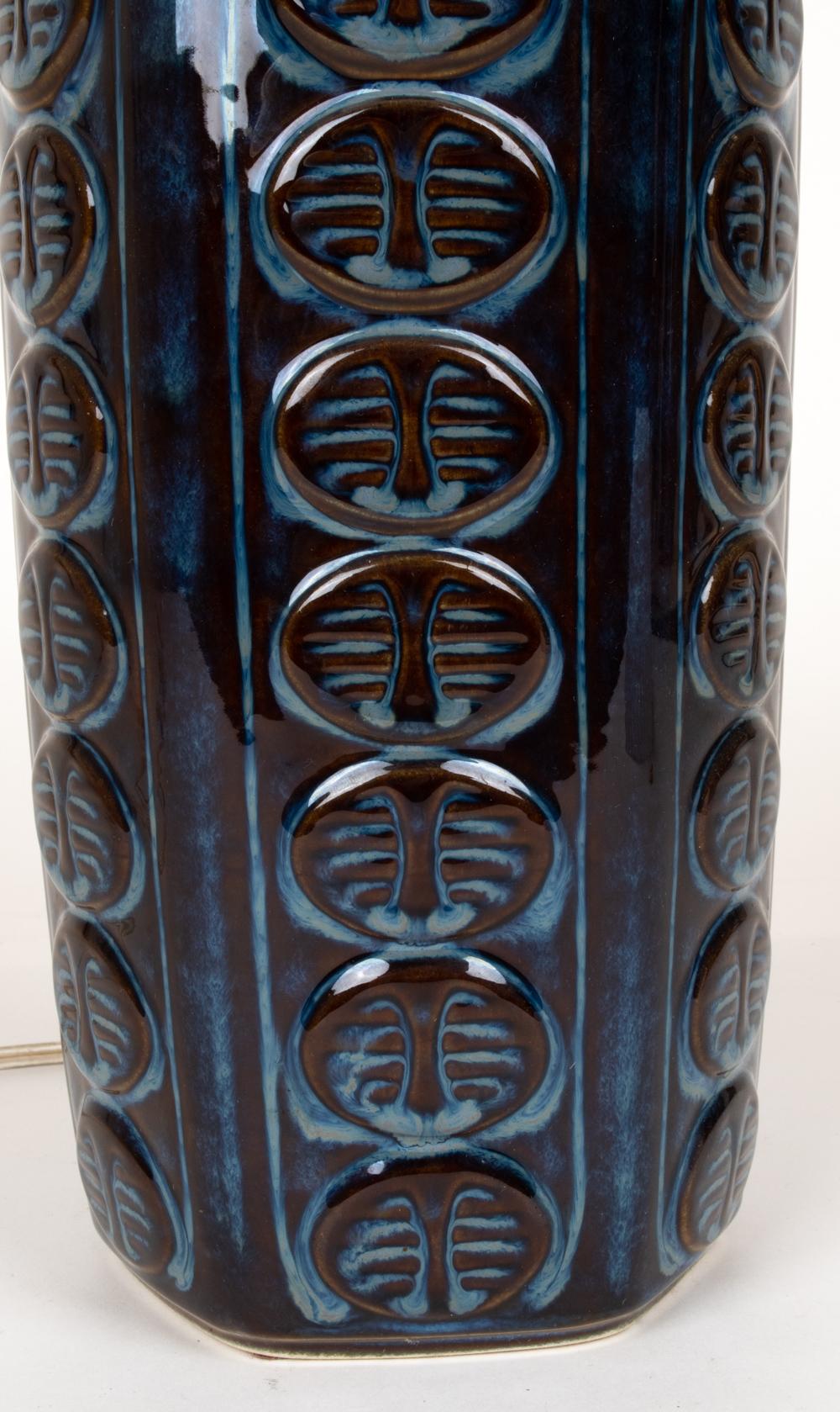 Einar Johansen for Soholm Danish Midcentury Glazed Ceramic Table Lamp In Good Condition In Norwalk, CT