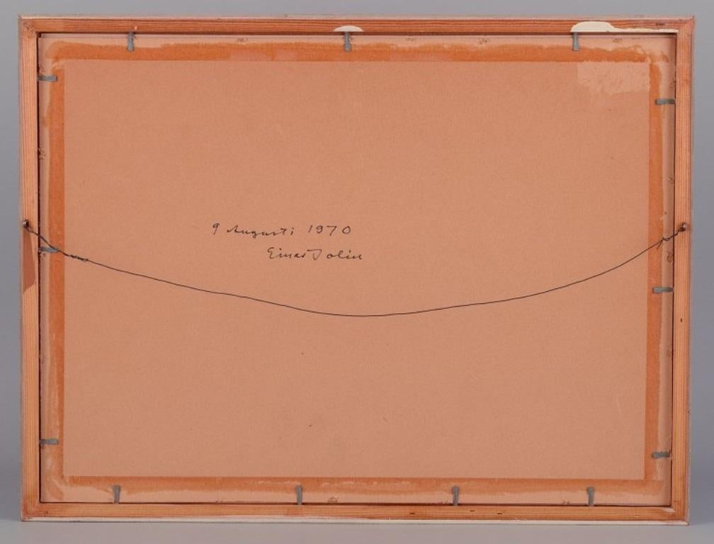 Papier Einar Jolin, artiste suédois bien connu. Pastel à l'huile sur papier. Paysage suédois. en vente