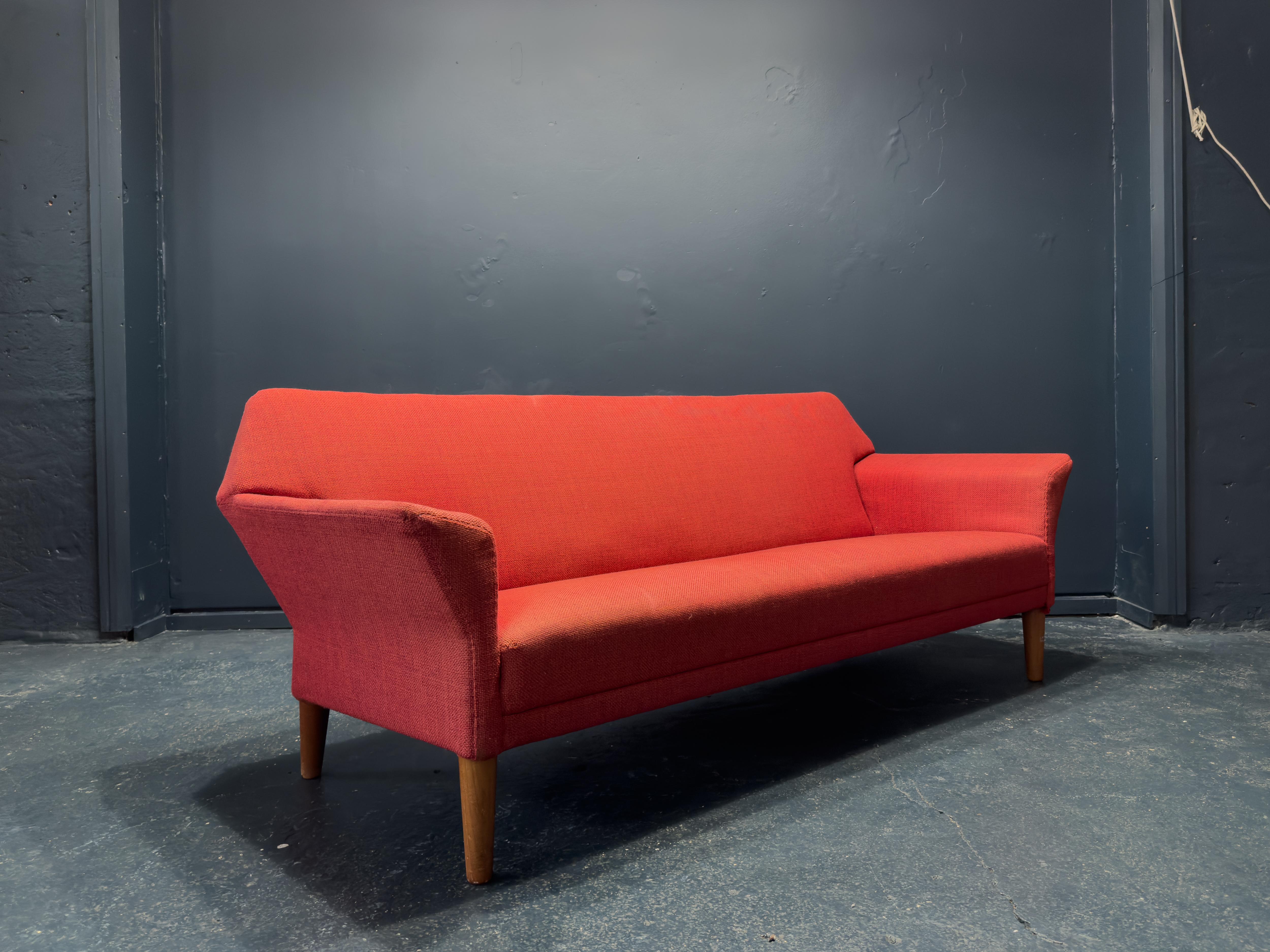 Mid-Century Modern Einar Larsen & Aksel Bender Madsen Red Sofa