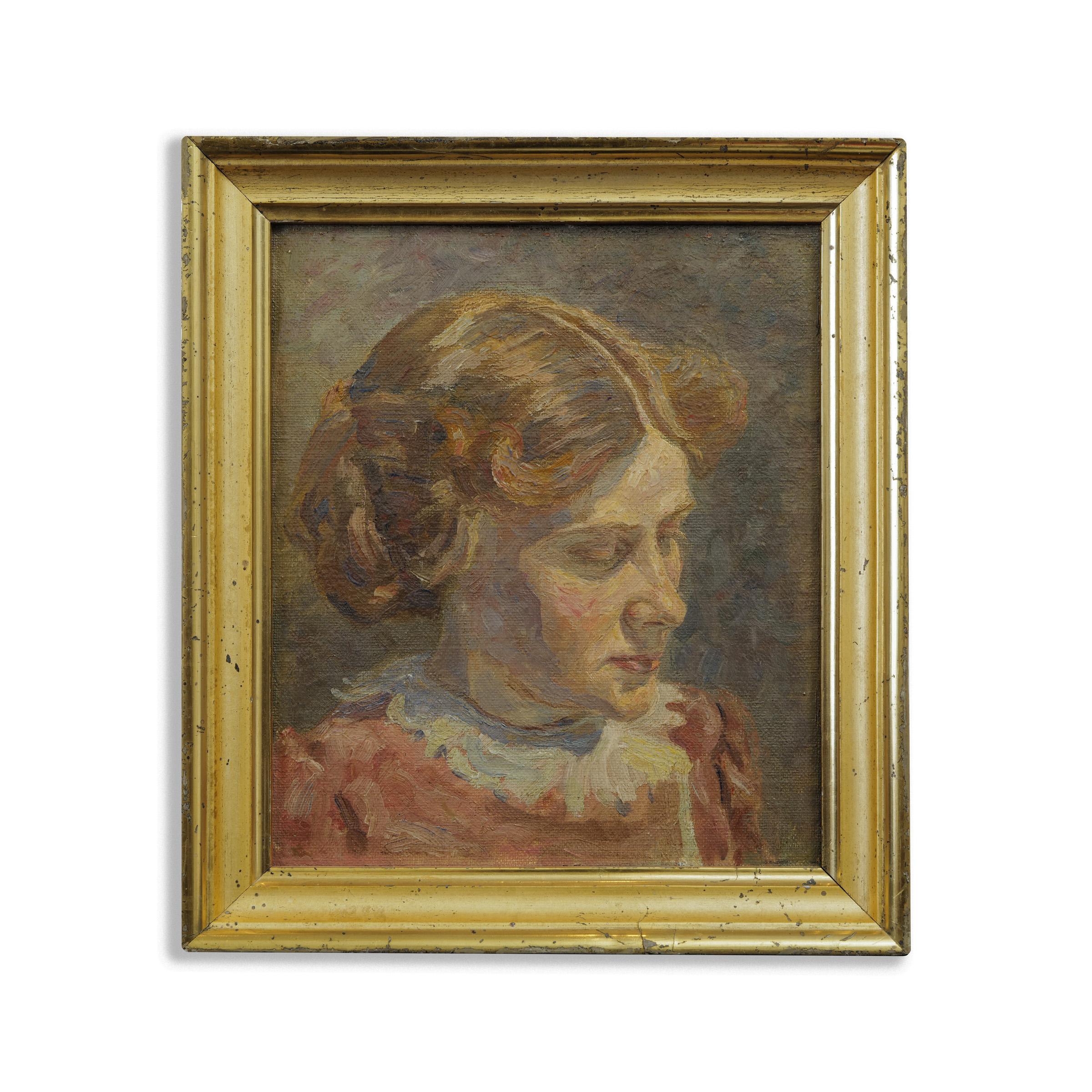 Einar Parslev (1891-1977)
Oil on canvas, painted around 1920, framed, dimensions 25 x 22 cm


Einar Parslev painted naturalistic portraits, figure paintings, landscapes, interiors, constellations and flower paintings. The figures and objects in his
