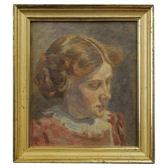 Einar Parslev "Portrait of a young Woman" 1920s Oilpainting, Danish