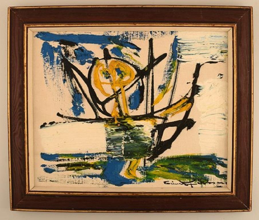 Einar Person (1918-2006), Sweden. Oil on canvas. Abstract composition. 1960's.
The canvas measures: 40 x 32 cm.
The frame measures: 6 cm.
In excellent condition.
Signed.