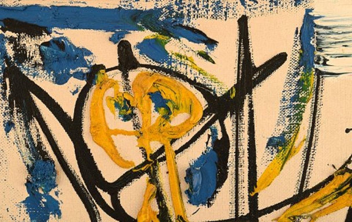 Scandinave moderne Einar Person, Suède, huile sur toile, composition abstraite, années 1960 en vente