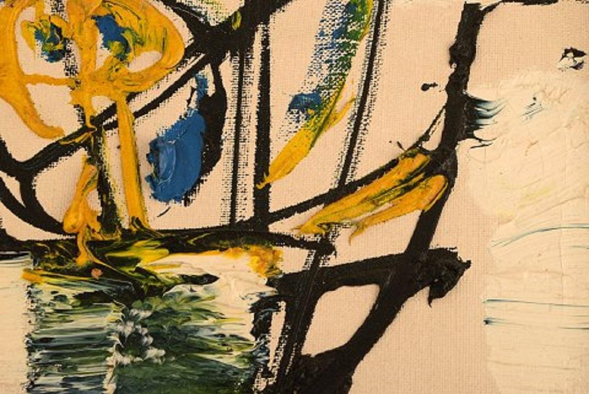 Suédois Einar Person, Suède, huile sur toile, composition abstraite, années 1960 en vente