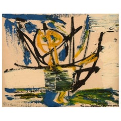 Einar Person, Suède, huile sur toile, composition abstraite, années 1960