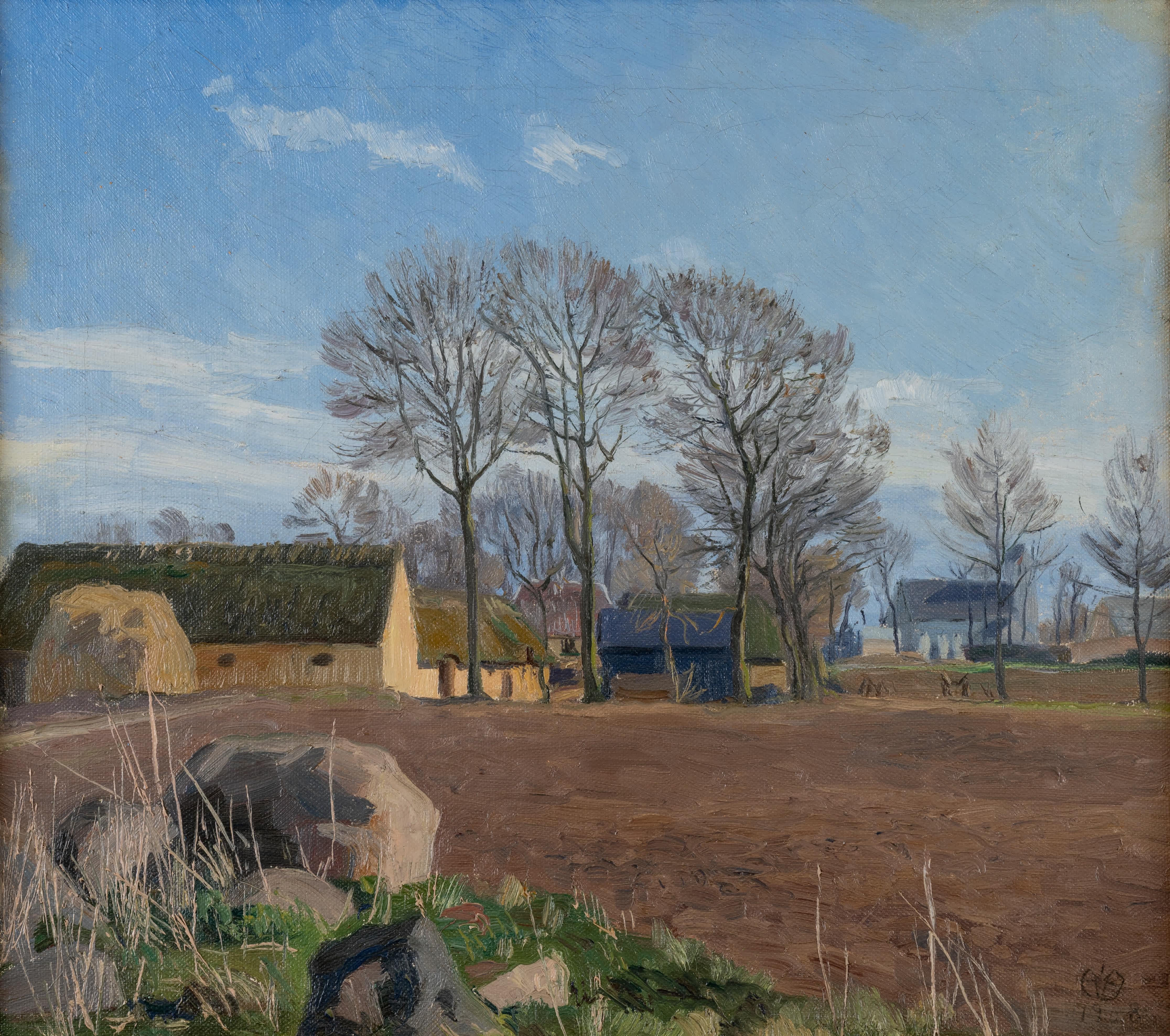 Bauernhof im Herbst – Painting von Einar William Bogh