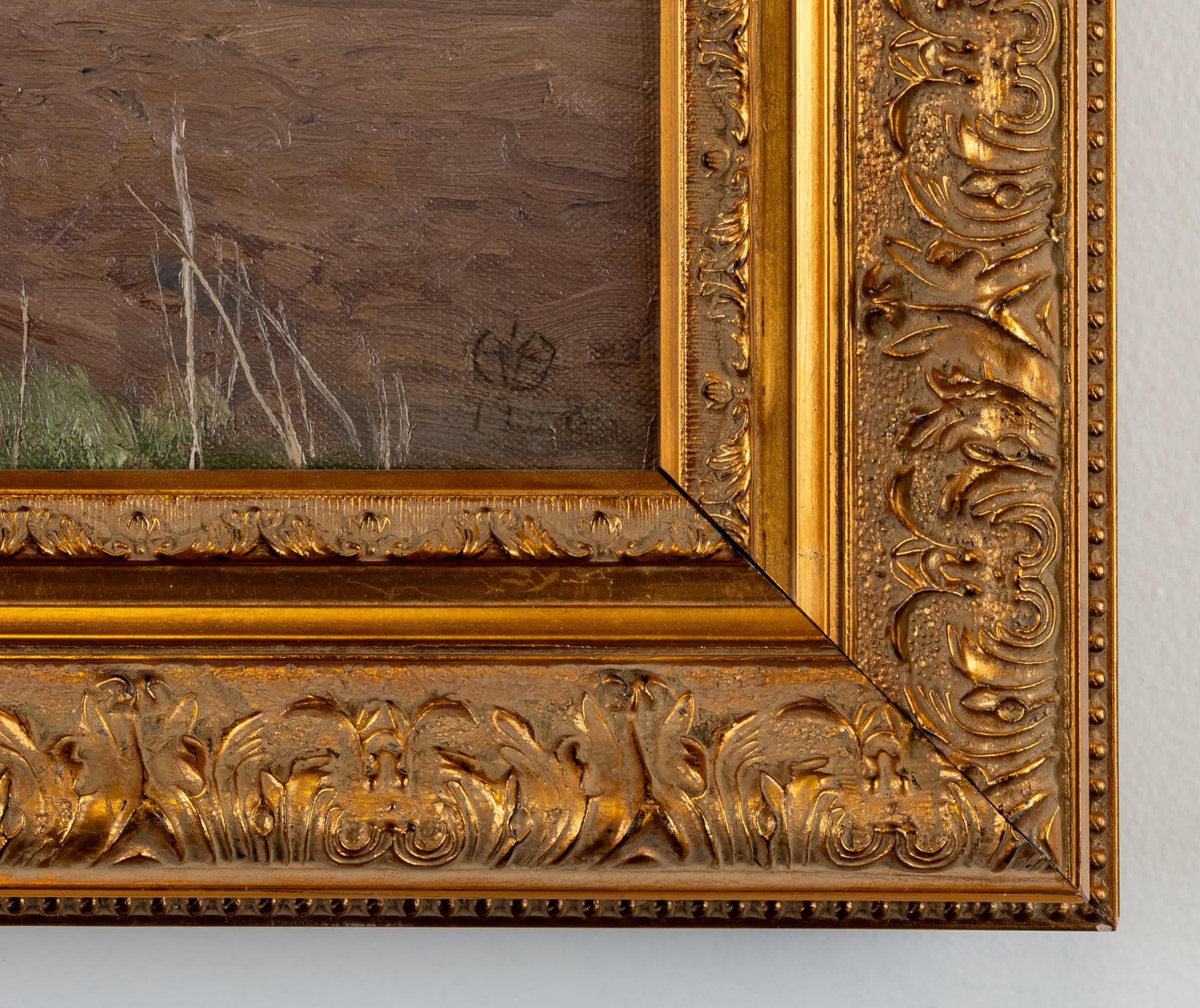 Bauernhof im Herbst (Braun), Landscape Painting, von Einar William Bogh