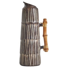 Einer Hellerøe, Pitcher, Bamboo, Glazed Stoneware, BR Keramik, Denmark, c. 1960s