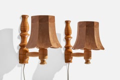 Eino Lundholm, Wall Lights, Pine, Sweden, 1970s