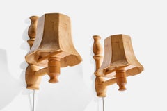 Eino Lundholm, Wall Lights, Pine, Sweden, 1980s