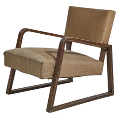 Eino Tuompo, Lounge Chair, Wood, Fabric, Sweden, 1930s