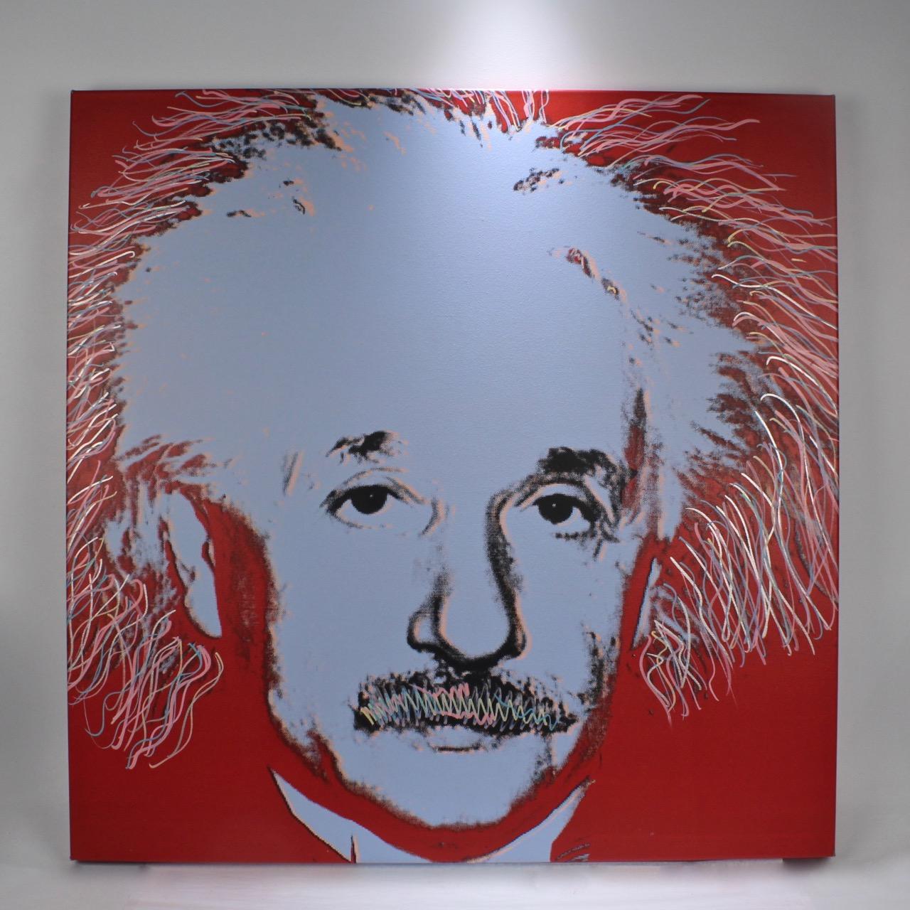 Postmoderne Einstein State I, une sérigraphie Pop-Art d'Albert Einstein par Sak Steve Kaufman en vente