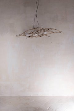 Modern Hand-sculpted Nest Pendant Light with Frosted Glass by Jérôme Pereira
