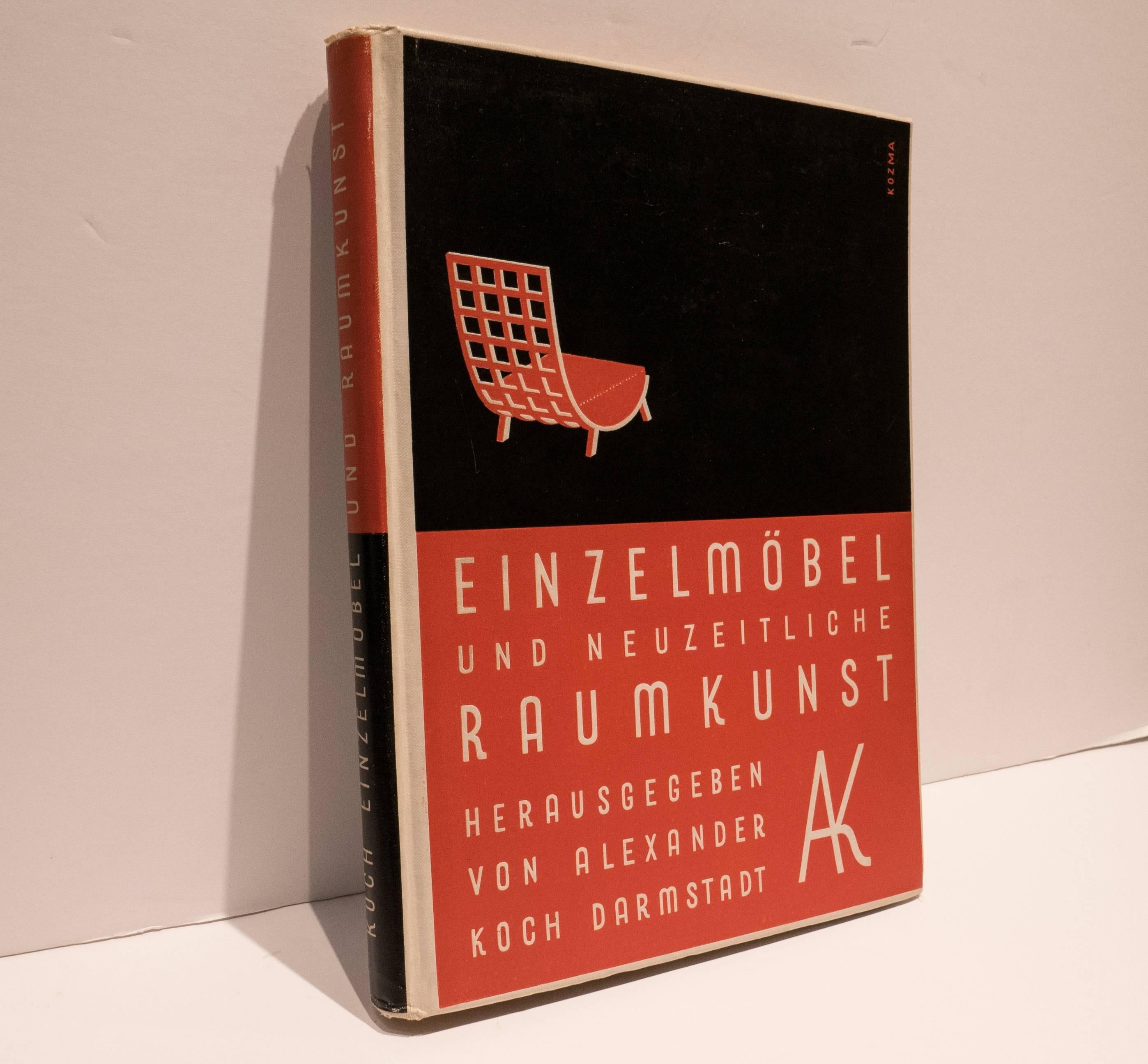 Seminal 1930 survey of early modernist furniture and interior design projects by known German and other European designers. Approximately 200 different designs featuring about 70 designs by Ludwig Kozma, who designed the striking red and black cover