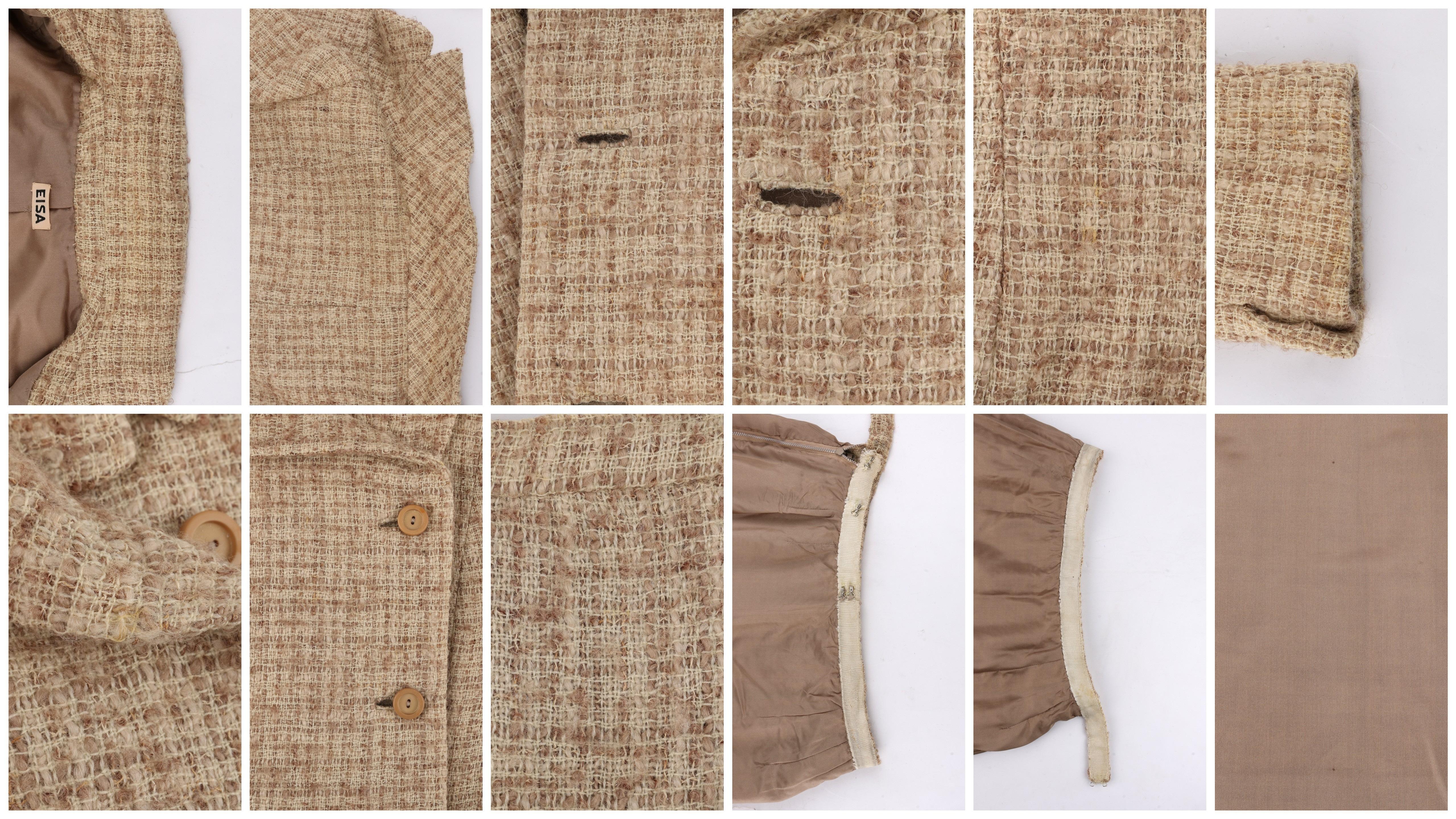 EISA c.1950’s CRISTOBAL BALENCIAGA Tweed Double Breasted Jacket Skirt Suit Set 2