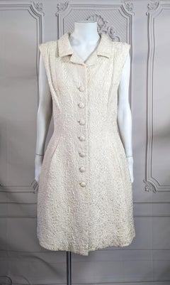 Vestido en forma de campana de cloque de seda marfil Eisa, Balenciaga