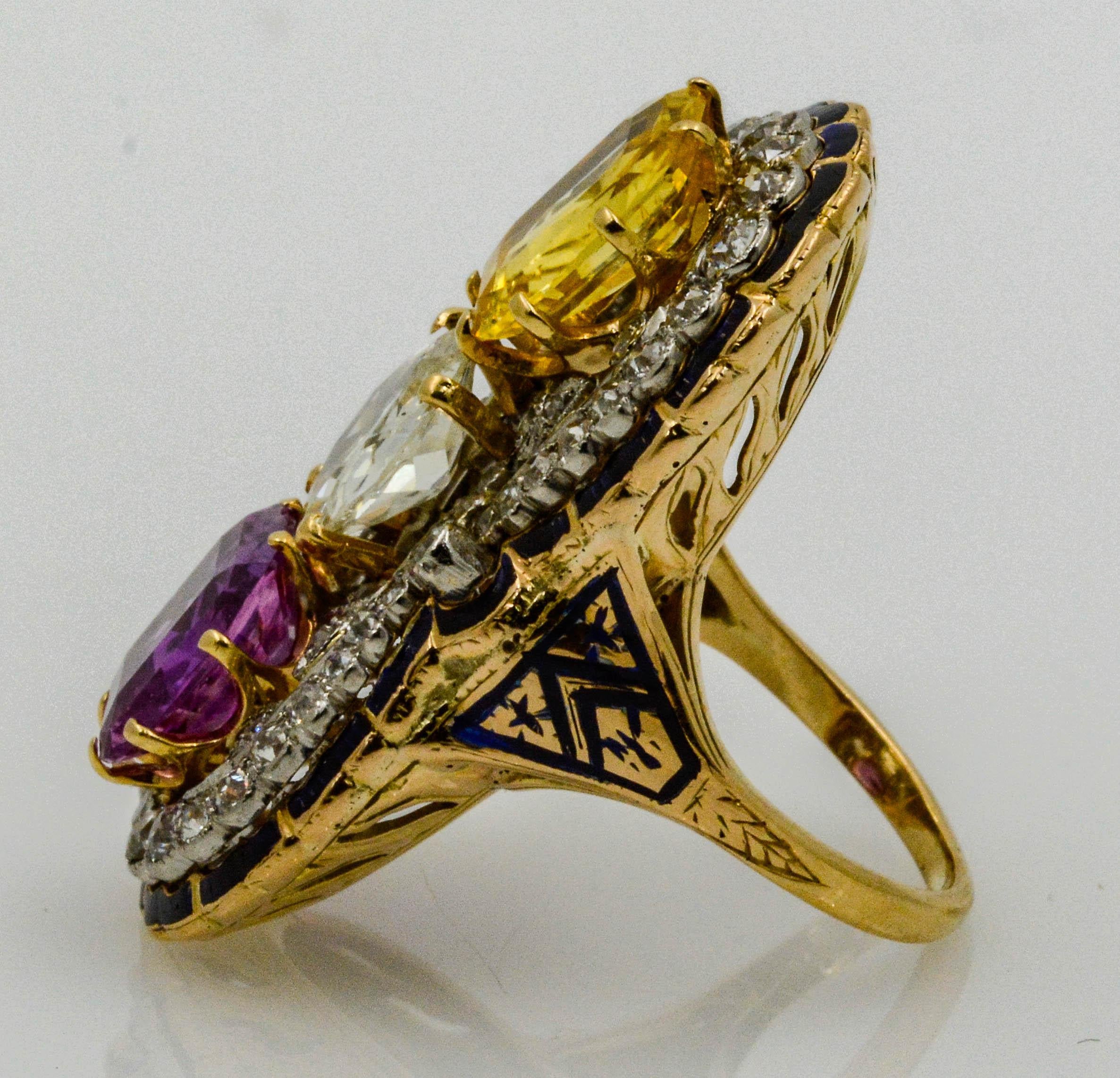 Victorian Three-Stone Sapphire and Diamond Ring 1