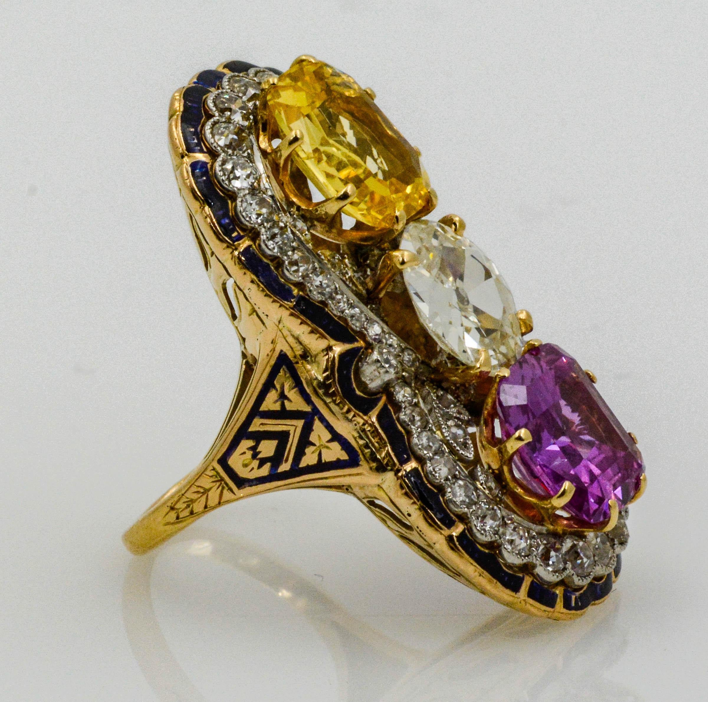 Victorian Three-Stone Sapphire and Diamond Ring 5