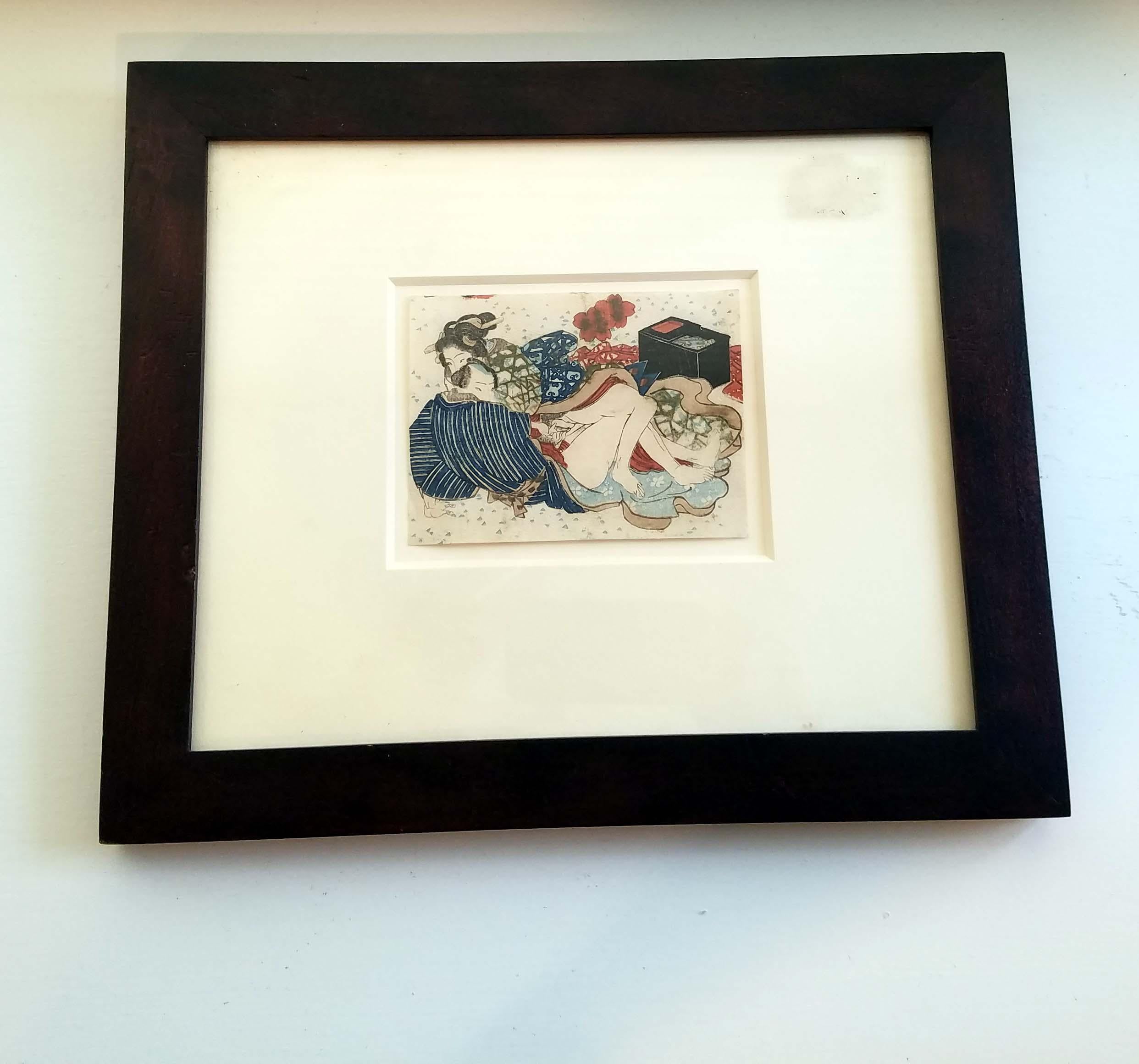 Eisen Shunga, Pair of Japanese Erotic Woodblock Prints 2