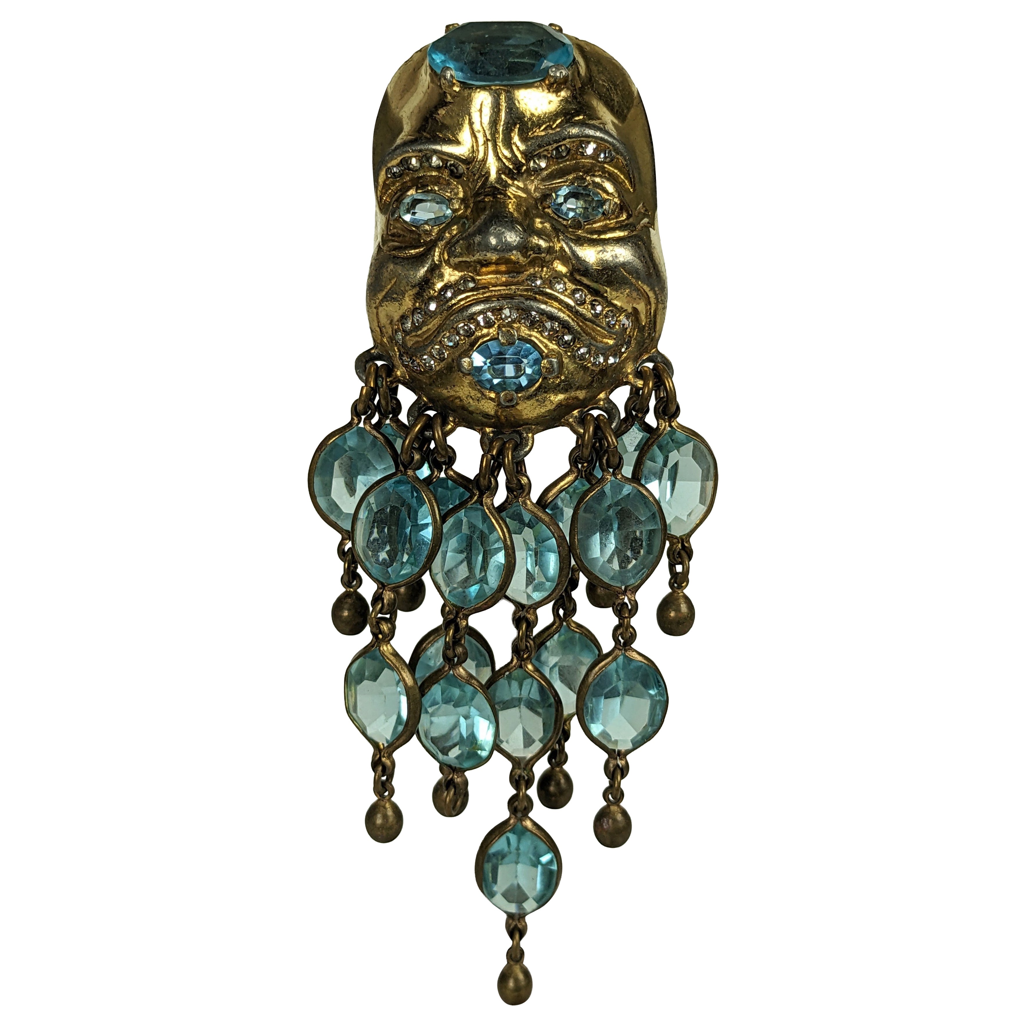 Eisenberg Aquamarine Noh Mask Clip For Sale
