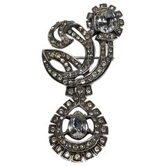 Eisenberg Art Deco 1940s Sterling Silver and Rhinestone Brooch