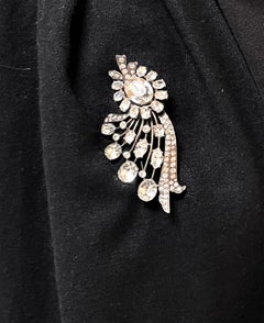 Eisenberg Original brooch or pin larg rhinestones, sterlin,  signed 1940 USA