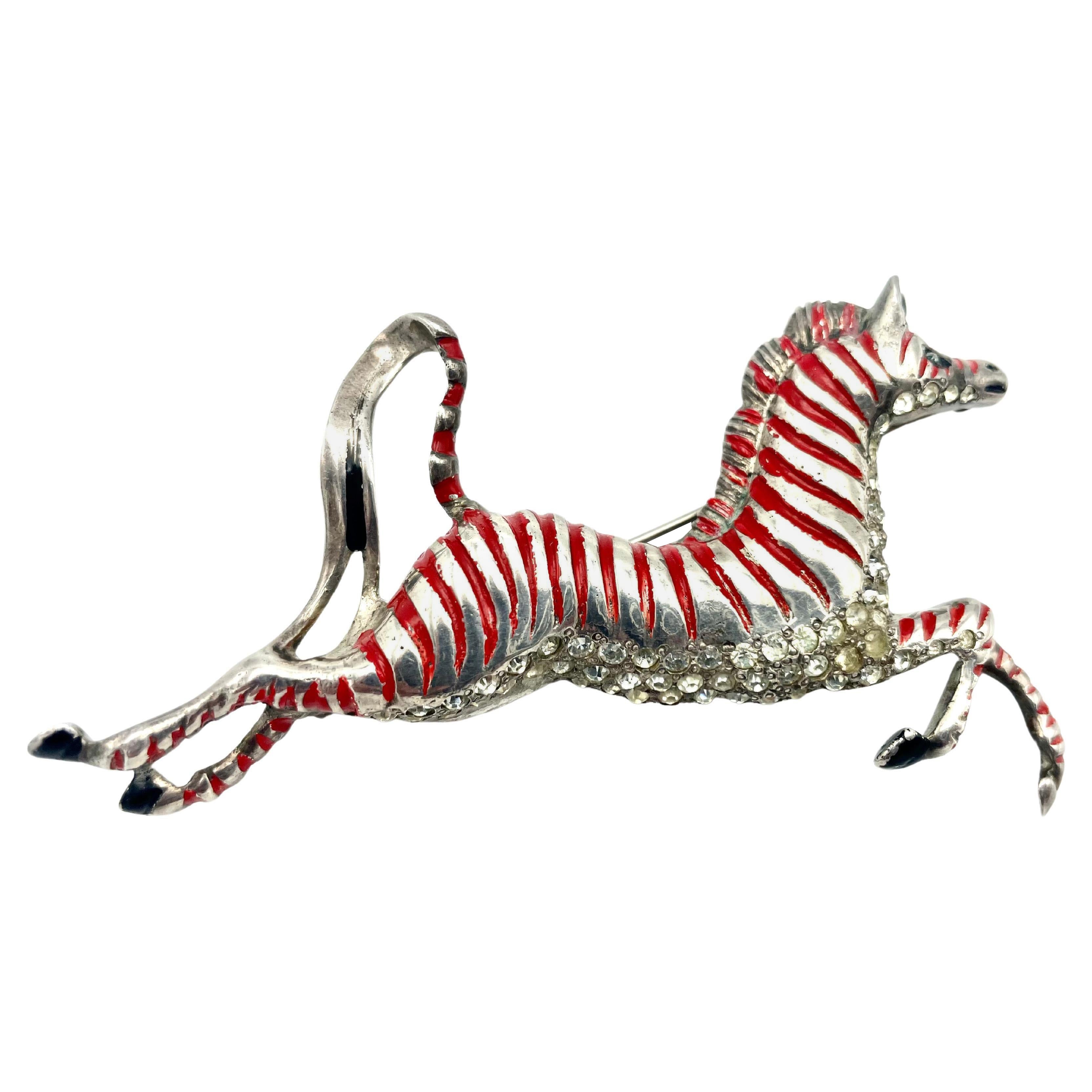 Broche d'origine Eisenberg, zébrée à la queue flottante en argent sterling, design 1944 en vente