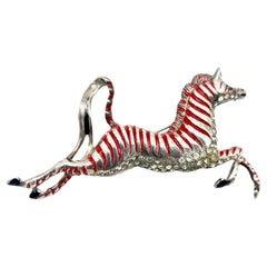 Eisenberg Original brooch, Zebra with flowing mane, Sterling silver, design 1944