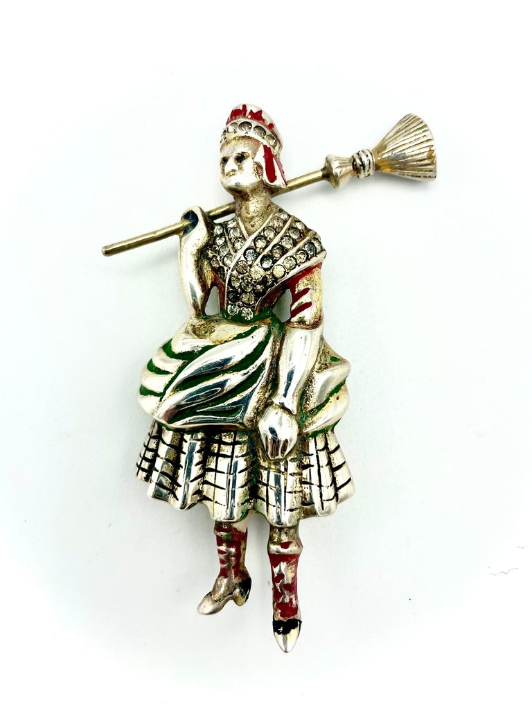 Eisenberg Original pin clip "Cleaning Lady", gold plated Sterling, 1944 For Sale at 1stDibs