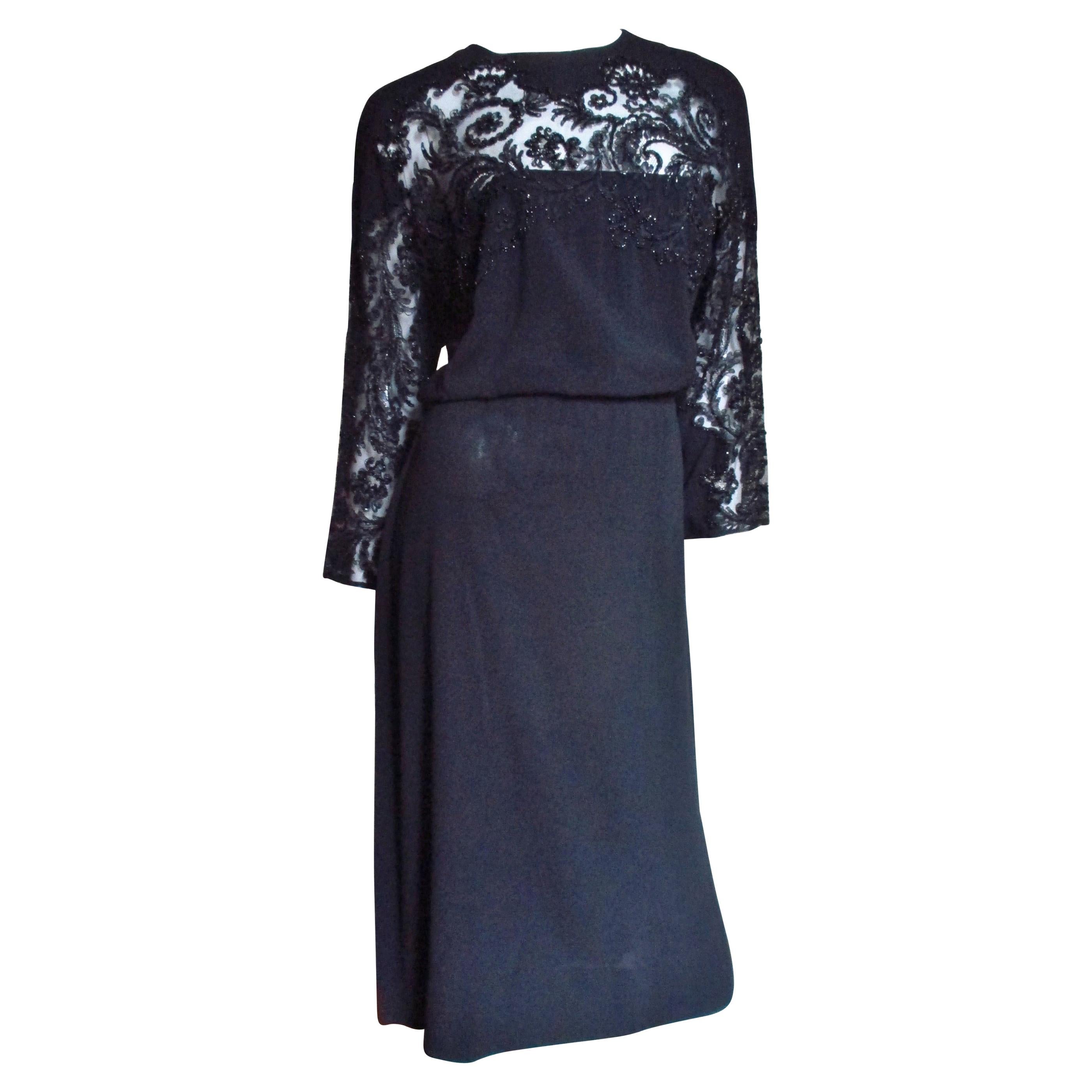 Eisenberg Originals Kleid mit perlenbesetzter Spitzeneinsatz 1940er Jahre im Angebot