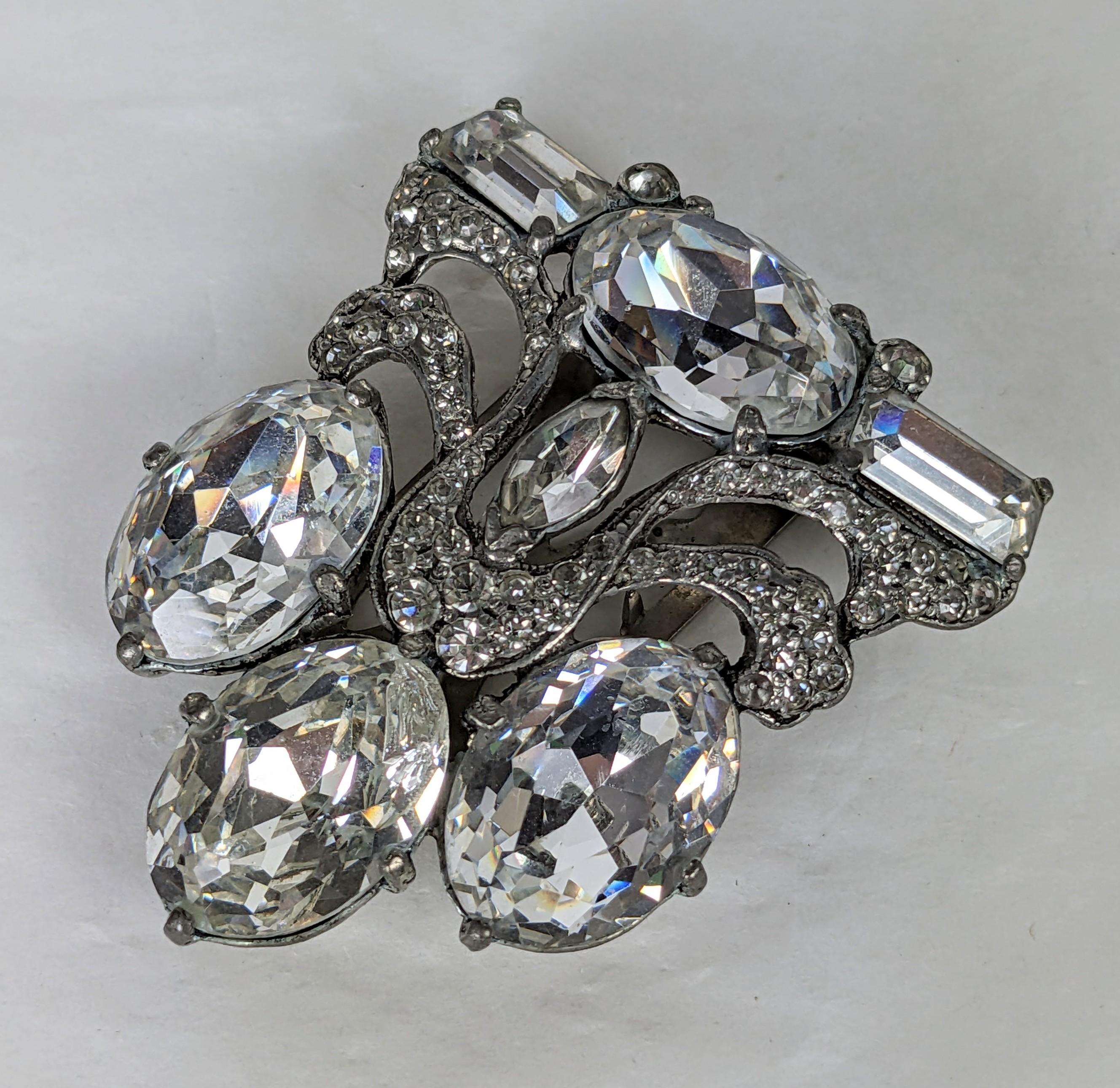Art Deco Eisenberg Oval Crystal Dress Clip For Sale