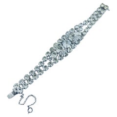 EISENBERG signé vintage silver tone rhinestone designer bracelet
