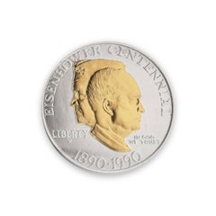 Eisenhower Centennial 1990 Gold Highlighted Silver Dollar, US Commemorative Coin