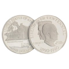 Dollaro d'argento del centenario di Eisenhower del 1990, moneta commemorativa Proof degli Stati Uniti